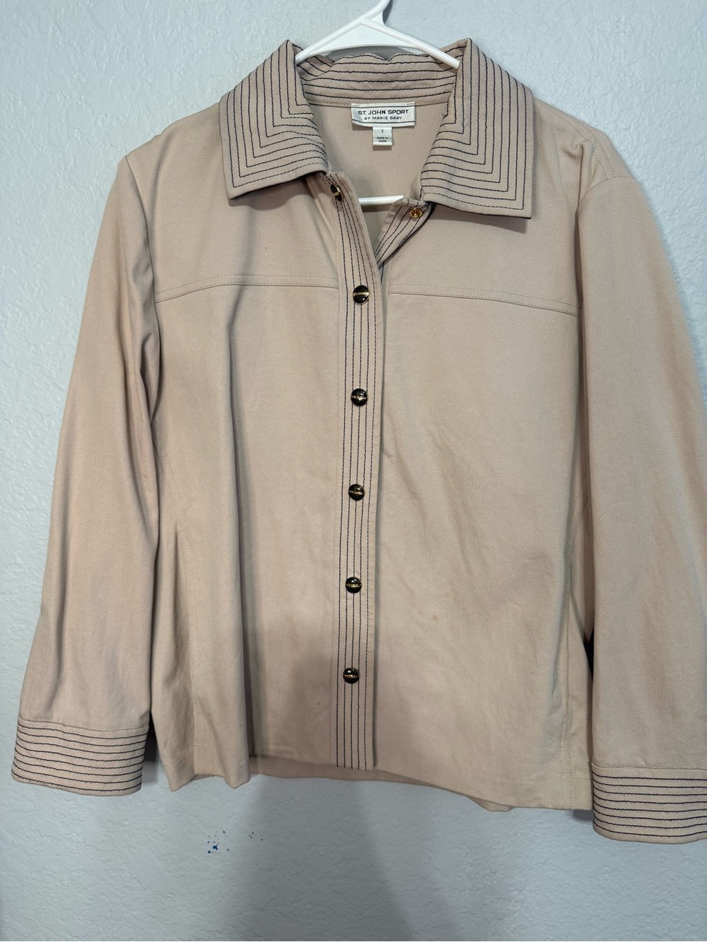 St. John Sport by Marie Gray Taupe Button-Front Shirt Jacket